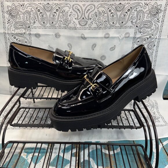 NEW Sam Edelman Laurs Loafer Womens Sz 6.5M Black Patent Leather Slip On Shoes - Picture 2 of 10